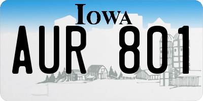 IA license plate AUR801