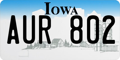 IA license plate AUR802