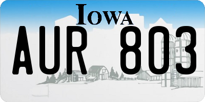 IA license plate AUR803