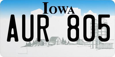 IA license plate AUR805