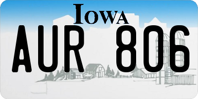 IA license plate AUR806