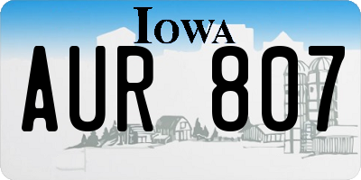 IA license plate AUR807