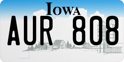 IA license plate AUR808