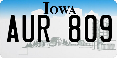 IA license plate AUR809