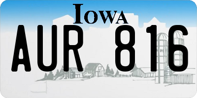 IA license plate AUR816