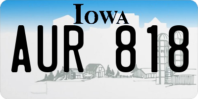 IA license plate AUR818