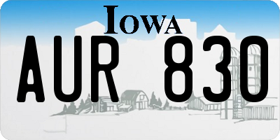 IA license plate AUR830