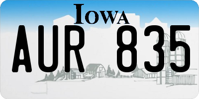 IA license plate AUR835