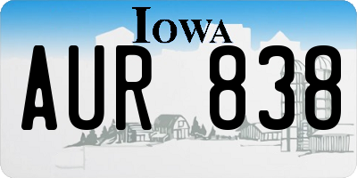 IA license plate AUR838