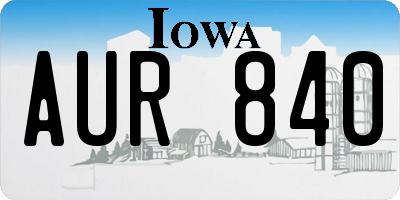 IA license plate AUR840