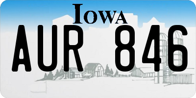 IA license plate AUR846