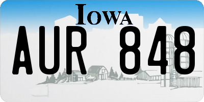 IA license plate AUR848
