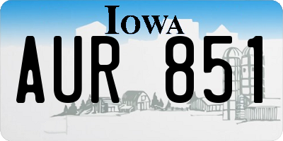 IA license plate AUR851