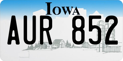 IA license plate AUR852