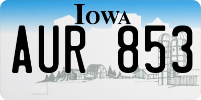 IA license plate AUR853
