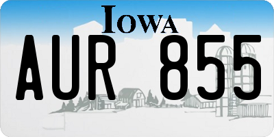 IA license plate AUR855