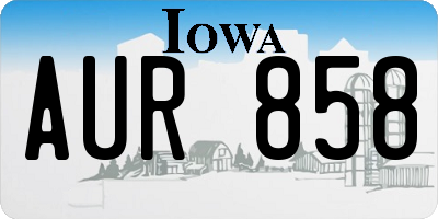 IA license plate AUR858