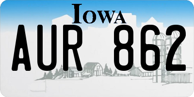IA license plate AUR862