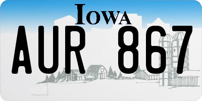 IA license plate AUR867