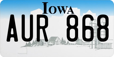 IA license plate AUR868