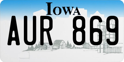 IA license plate AUR869