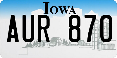 IA license plate AUR870