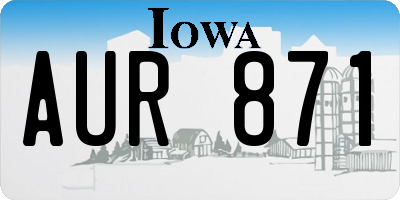 IA license plate AUR871