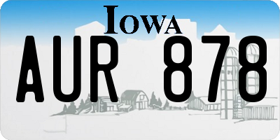 IA license plate AUR878