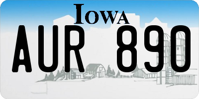 IA license plate AUR890