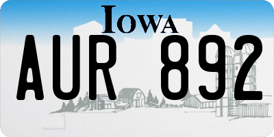 IA license plate AUR892