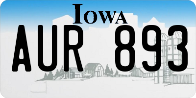 IA license plate AUR893