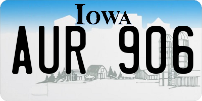 IA license plate AUR906