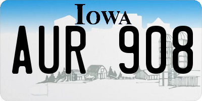 IA license plate AUR908