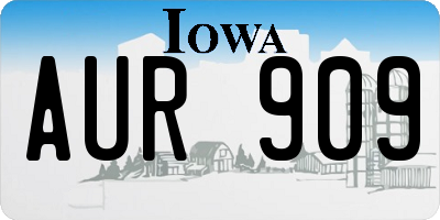 IA license plate AUR909