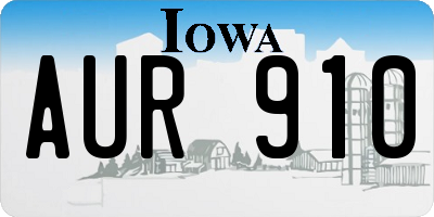 IA license plate AUR910