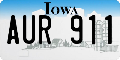 IA license plate AUR911