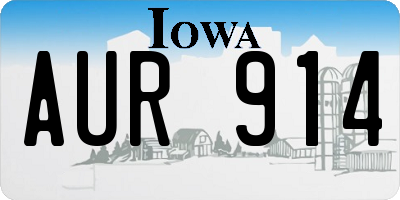 IA license plate AUR914