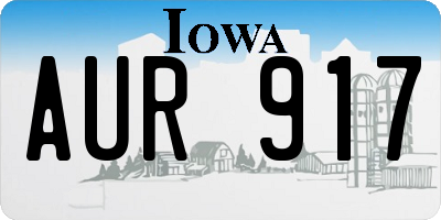 IA license plate AUR917