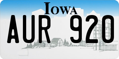 IA license plate AUR920