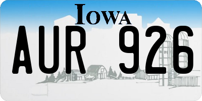 IA license plate AUR926