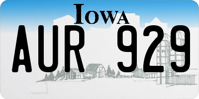 IA license plate AUR929
