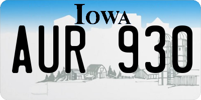 IA license plate AUR930