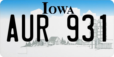 IA license plate AUR931