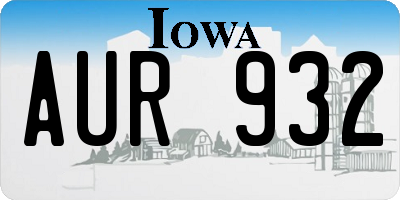 IA license plate AUR932