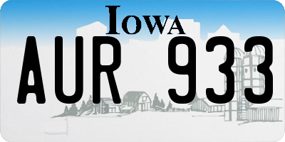 IA license plate AUR933