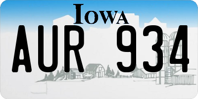 IA license plate AUR934