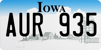 IA license plate AUR935