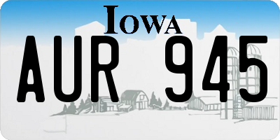 IA license plate AUR945