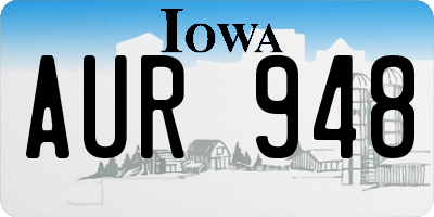 IA license plate AUR948
