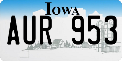 IA license plate AUR953